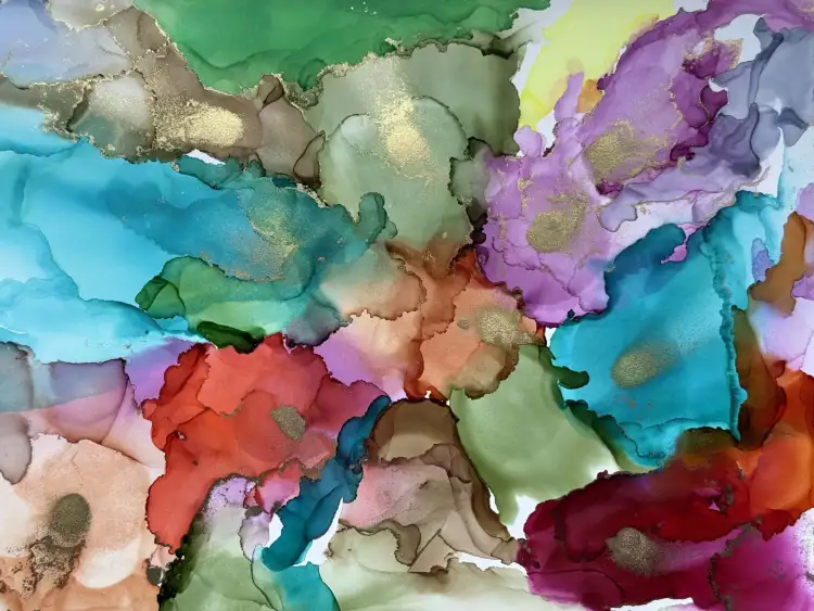Alcohol ink art painting that I created yesterday. I used some gold ink, and fewer colors than in previous attempts.