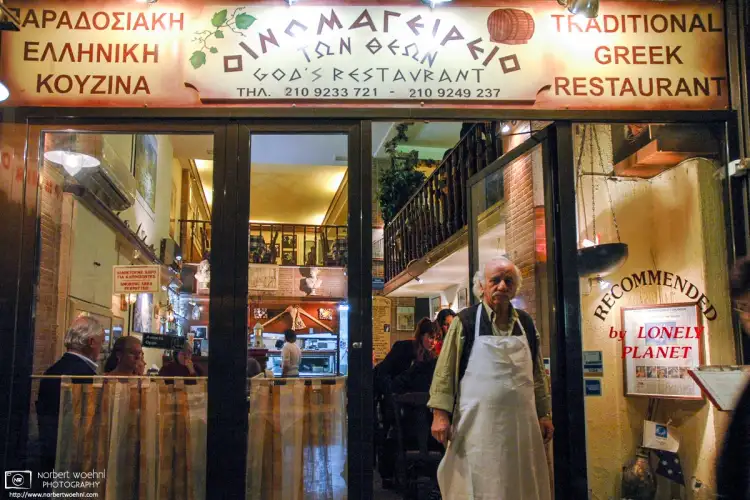 A candid shot from 2005 of Giorgios Falias, owner of the Oinomageireio Restaurant in Athens, Greece.