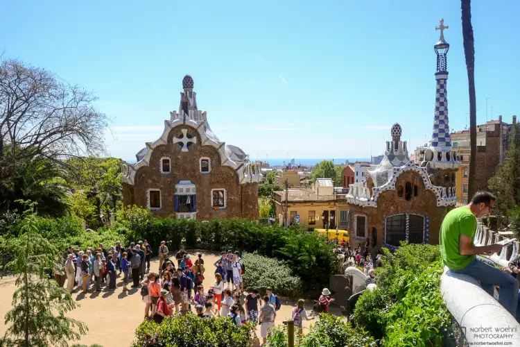 A view of the Porter’s Lodge at the Antoni-Gaudí-designed Parc Güell in Barcelona, Spain.
