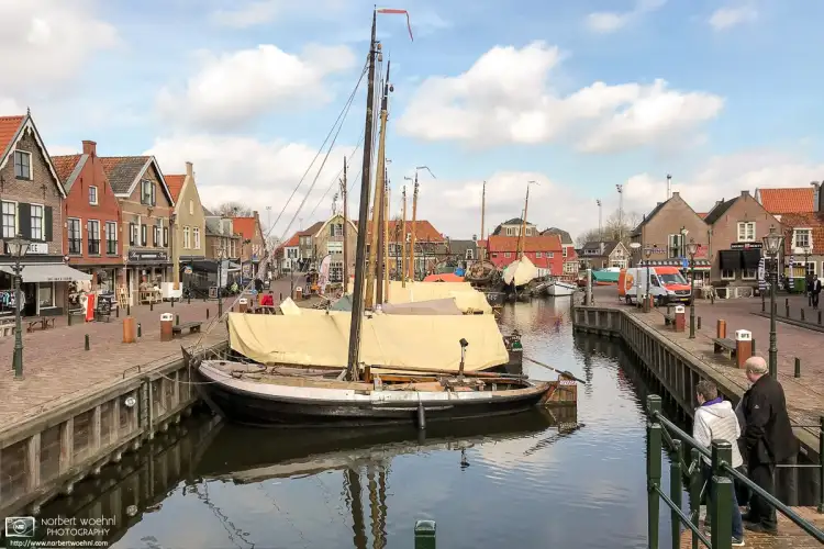 A view of the old port at Bunschoten-Spakenburg, a picturesque village in the province of Utrecht, Netherlands.