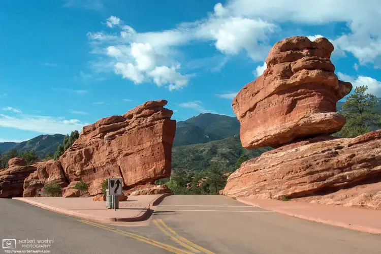 At Garden of the Gods outside Colorado Springs, CO, this is a view of the iconic 700-ton Balanced Rock.