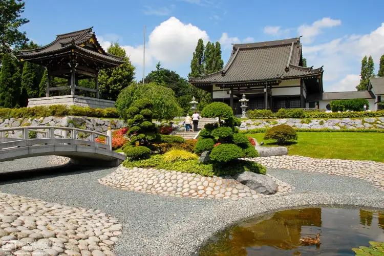 View of the Japanese temple at EKŌ-Haus, a center for Japanese art, culture and education in Düsseldorf, Germany.
