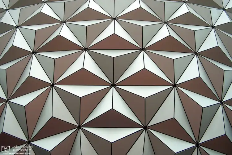 A detailed study of the mesmerizing texture of Spaceship Earth, the landmark of Epcot at the Walt Disney World Resort in Bay Lake, Florida.