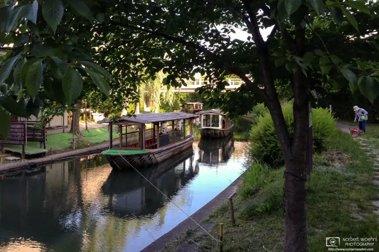 Fushimi Ward in Kyoto is Japans second-largest sake-producing area. It is traversed by the pleasant and scenic Horikawa Canal.