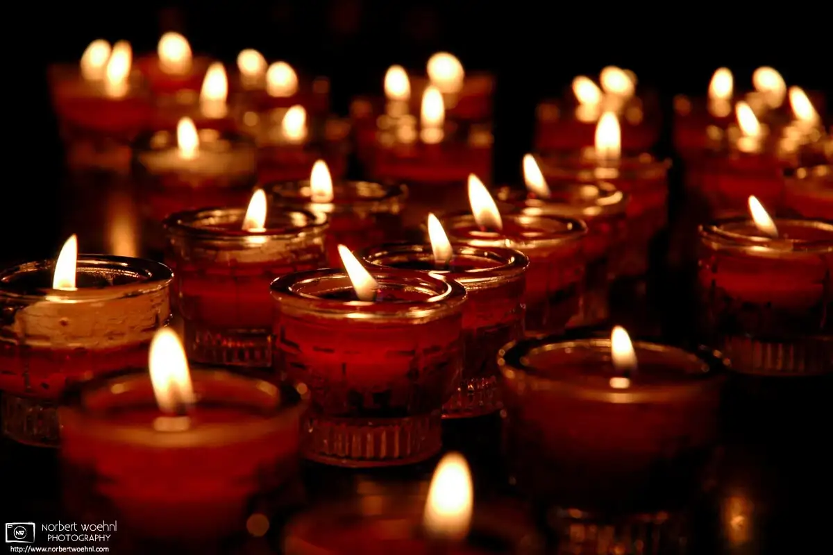 Candles in the cathedral of Graz, Austria (photo taken in 2004).