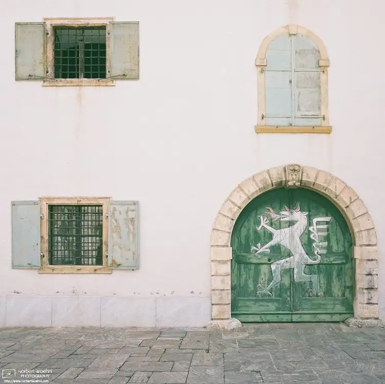 On a door of the Styrian Armory in Graz, built in the 1640s, one finds this painting of a panther, the heraldic symbol of the Austrian province of Styria.