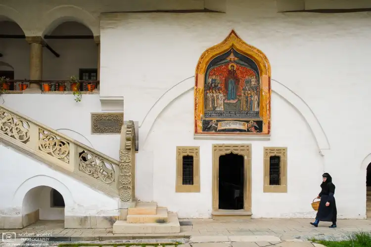 Horezu Monastery in Wallachia, Romania, founded in 1690, is one of seven places in Romania that UNESCO has inscribed on its list of World Heritage Sites.
