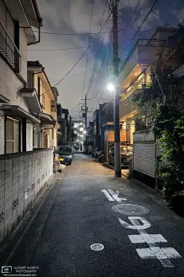 Night backstreet photo from the Shimura area of Itabashi Ward in Tokyo, Japan.
