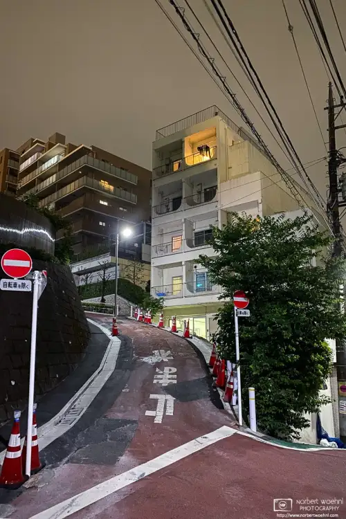 An interesting residential corner captured during a quiet mid-July evening walk in the Itabashi Ward of Tokyo, Japan.