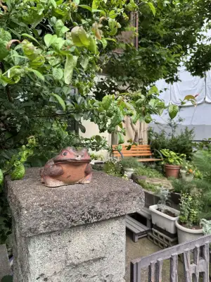 Decorative frog outside a home in the Shimura area of Itabashi Ward on Tokyo, Japan