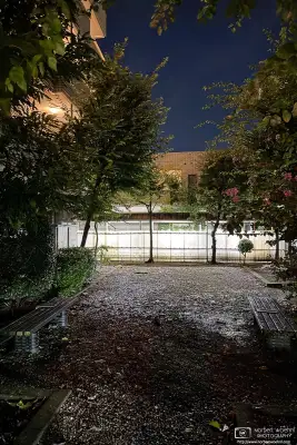 Night photo taken in a quiet residential backstreet of Azusawa district in Itabashi Ward, Tokyo, Japan.