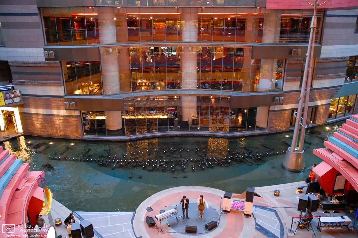 Musical performance in the inner yard of Canal City Hakata in Fukuoka, Japan.