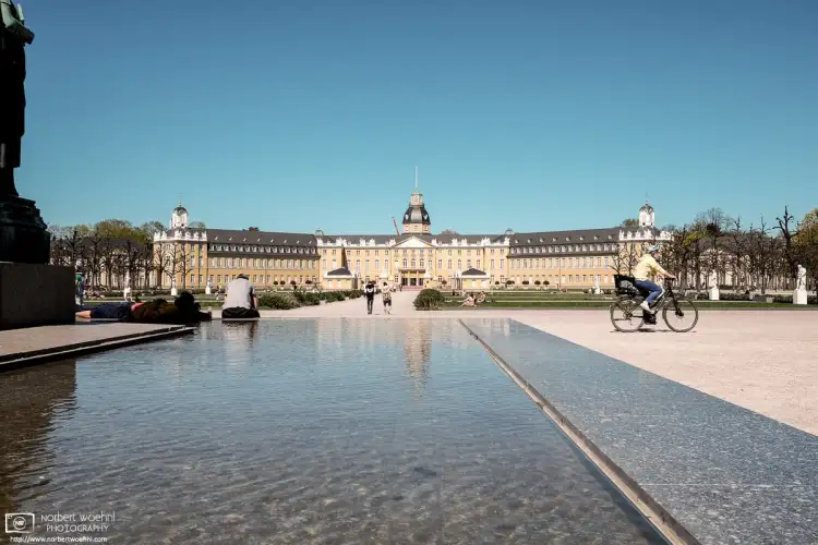 A fine spring day at the Schlossgarten park around the Palace in Karlsruhe, Germany.