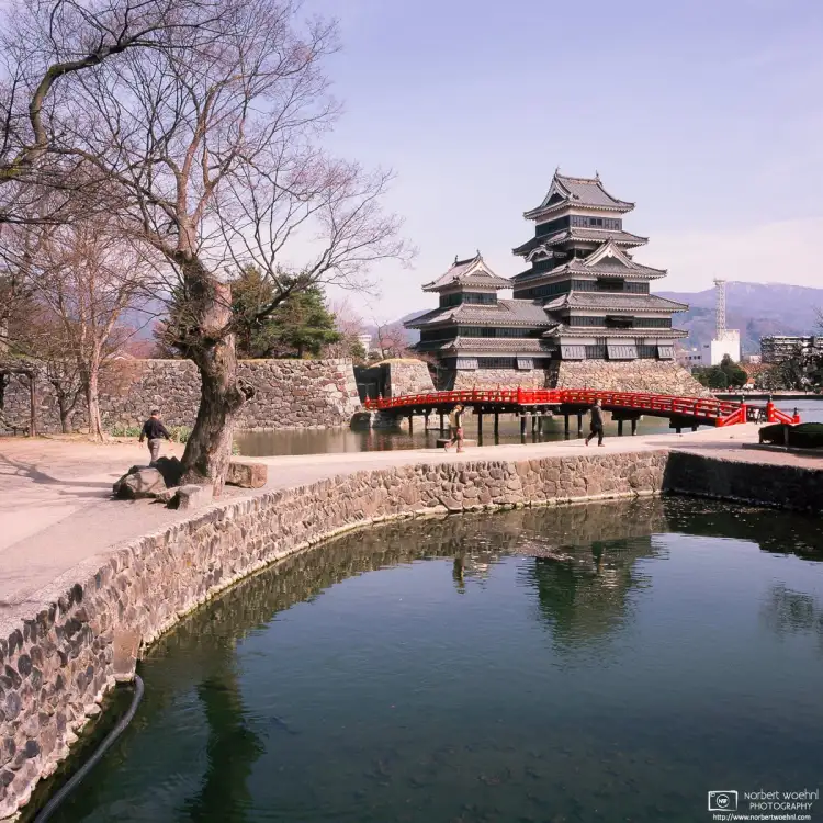 Matsumoto Castle in Nagano Prefecture, Japan is a flatland castle, built on a plain that is located right in the middle of contemporary Matsumoto City.