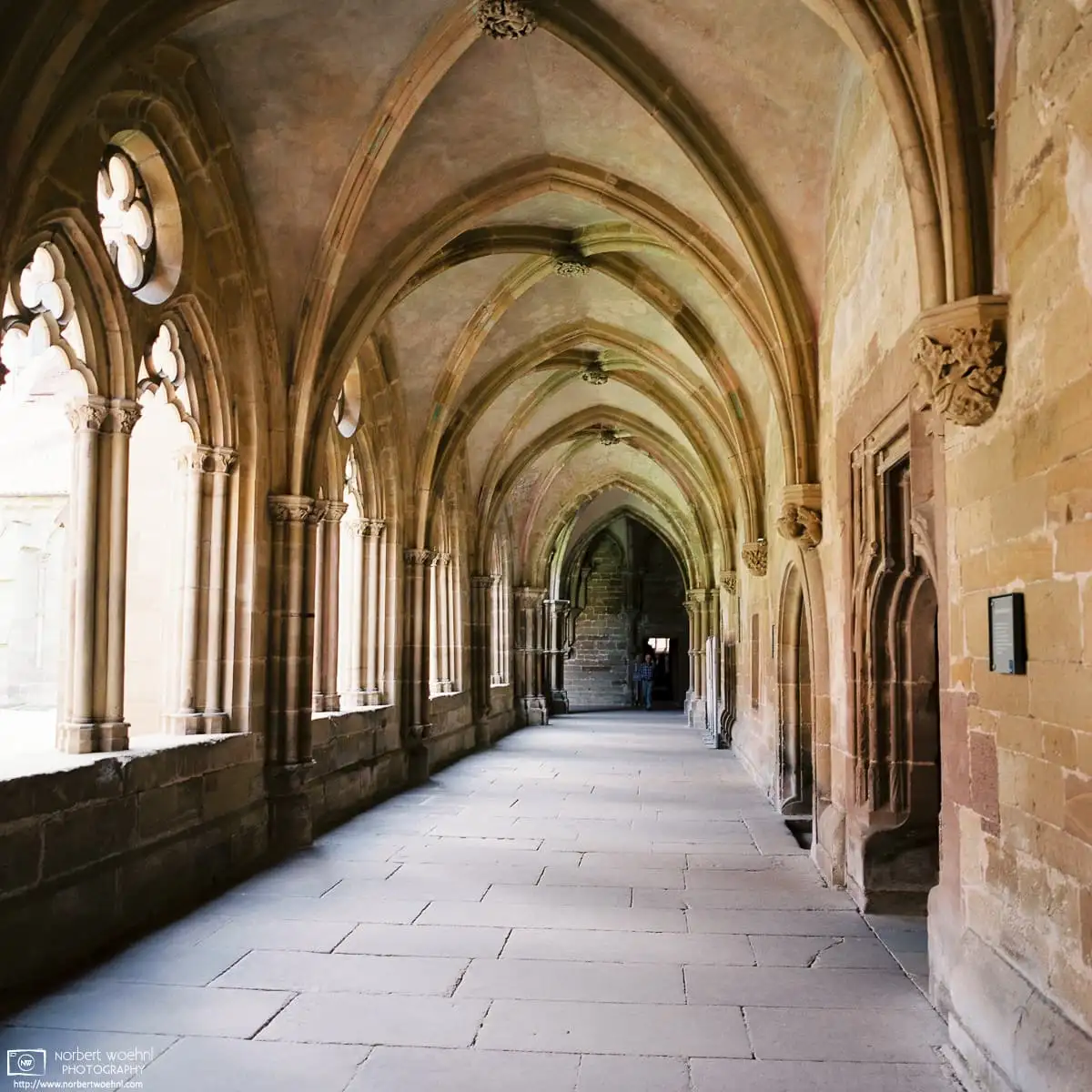 A view along the cloister at Maulbronn Monastery, a UNESCO World Heritage site in southwestern Germany.