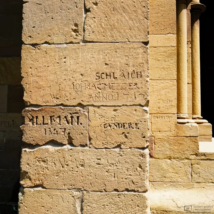 18th and 19th Century Graffiti on the exterior walls of the Cloister at Maulbronn Monastery, a UNESCO World Heritage site in Southwestern Germany.