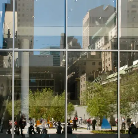On my 2005 visit to the Museum of Modern Art in New York City, I played around with layering interior museum reflections over the Midtown Manhattan exterior.
