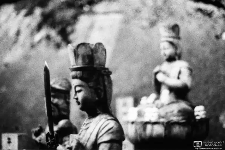 Statues at Senkōji Temple in Onomichi, Hiroshima Prefecture, Japan. I was aiming for a historic look in this shot which was taken in January 2013.