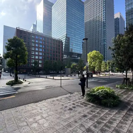 I worked at the office in Otemachi, Tokyo, this afternoon, and briefly stepped outside after the rain had stopped. The sunlight and the fresh air were glorious.