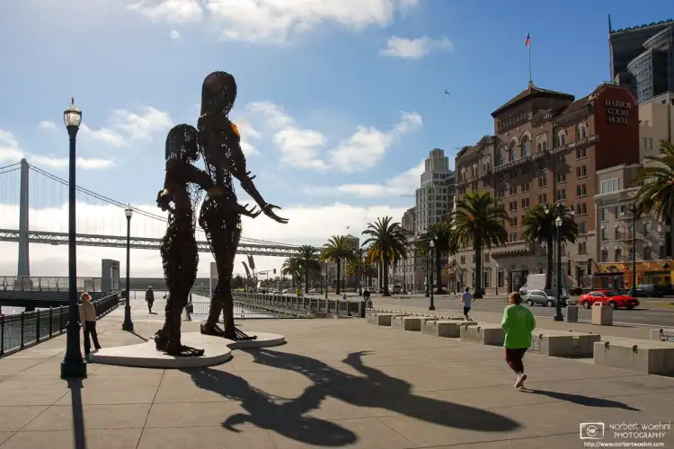 Between June 2006 and November 2007, this sculpture called Passage by Dan DasMann and Karen Cusolito was on display on the San Francisco Embarcadero.
