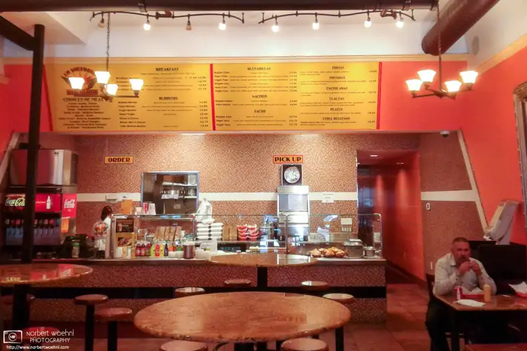 Mid-afternoon interior scene from La Victoria Taqueria in San Jose, California.