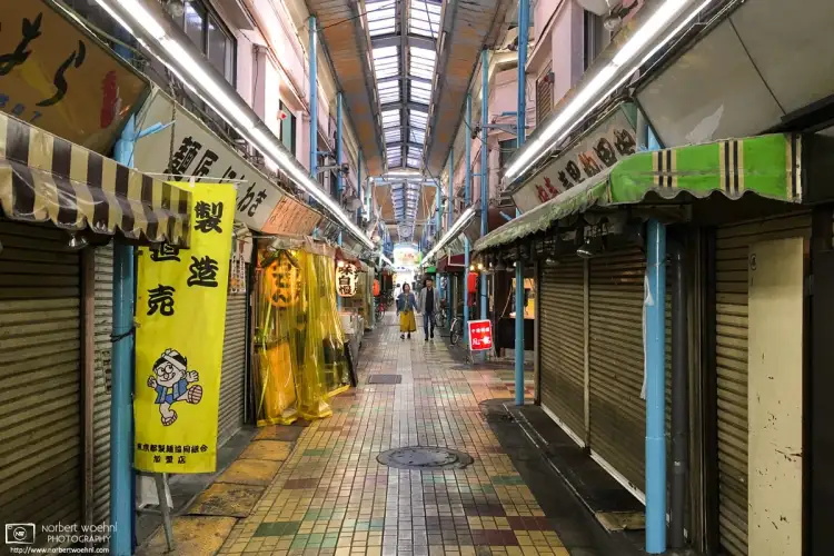 A look into the old Nakamise Shopping Street in Tateishi in the Katsushika Ward of Tokyo, Japan.