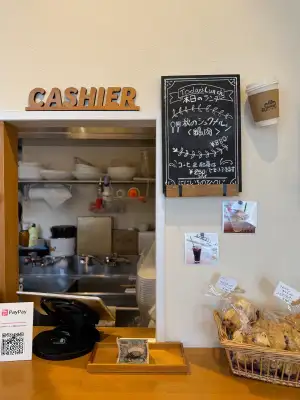 Interior photo taken at a cafe in Kita-Akabane, Tokyo, Japan - cashier counter