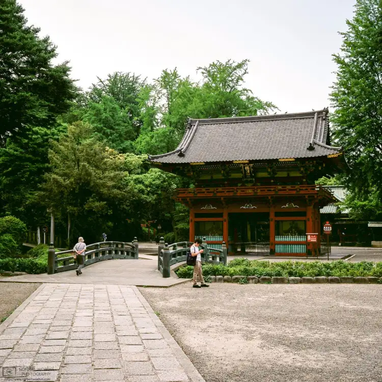 The two-storied Rōmon Gate at Nezu Shrine in Tokyo, Japan, was built in 1706.