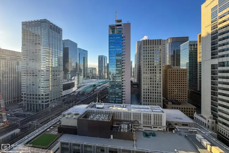 The winter sun on a clear January morning allowed for this crisp view towards Tokyo Station from my 18th-floor office window in Otemachi.