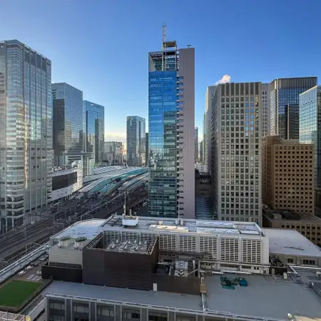 The winter sun on a clear January morning allowed for this crisp view towards Tokyo Station from my 18th-floor office window in Otemachi.