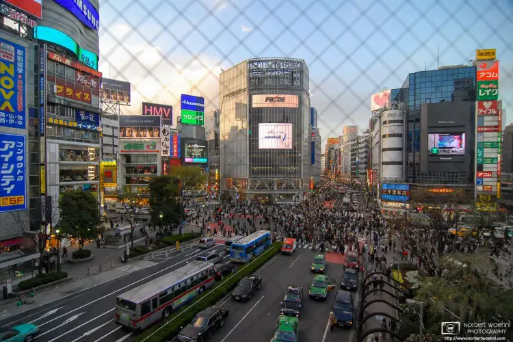 Taken on my first trip to Japan in 2006, this photo of Shibuya Crossing in Tokyo was shot from inside JR Shibuya Station.