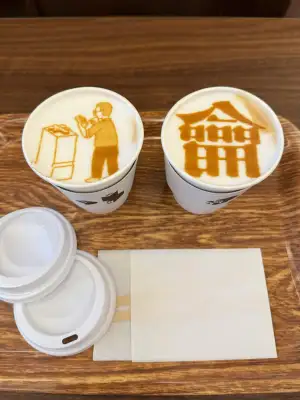 Topical latte art, Ichigaya Letterpress Factory, Tokyo, Japan
